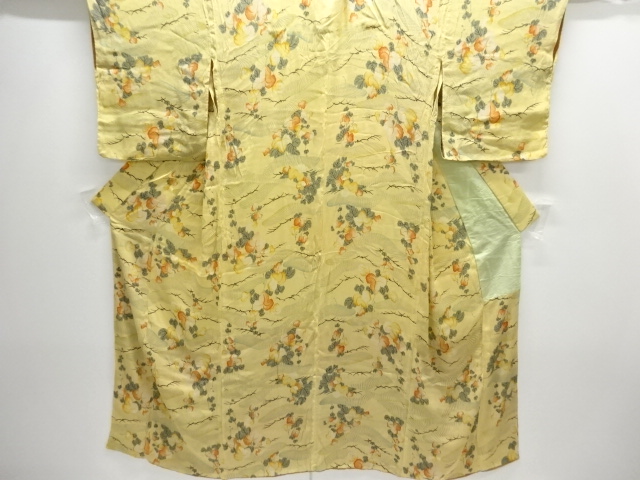 アンティーク　錦紗蔦の葉模様単衣着物